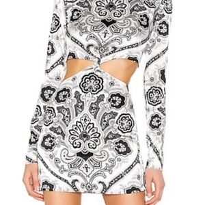 Caroline Constas Black and White Long Sleeve Dress